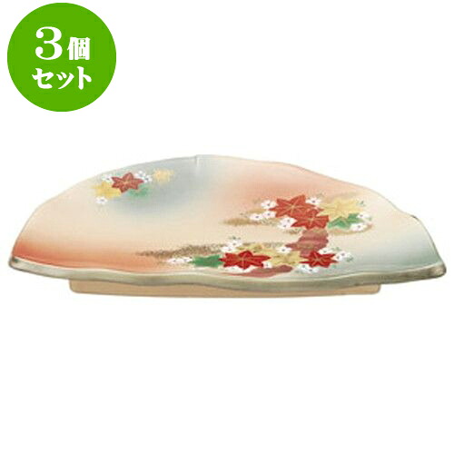 3個セット 和陶オープン 錦春秋 半月天皿 [ 24.5 x 15 x 3.5cm ] | 人気 おすすめ 食器 洋食器 業務用 飲食店 カフェ うつわ 器 おしゃれ かわいい ギフト プレゼント 誕生日 贈答品 食器セット 食器セット