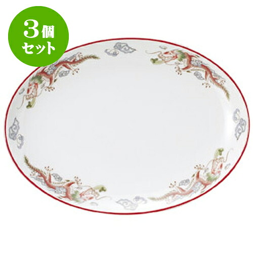 3個セット中華オープン 朱渕萬漢龍 10吋プラター [ 26.7 x 19.5 x 2.7cm ] | 人気 おすすめ 食器 洋食器 業務用 飲食店 カフェ うつわ 器 おしゃれ かわいい ギフト プレゼント 誕生日 贈答品 食器セット 食器セット