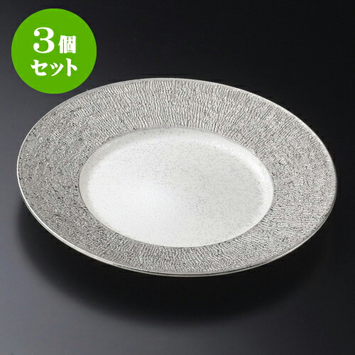 3個セット丸皿 ラスター渕プラチナ丸皿 大 [ 28 x 3.2cm ] | 大きい お皿 大皿 盛り皿 盛皿 人気 おすすめ パスタ皿 パーティー 食器 業務用 飲食店 カフェ うつわ 器 ギフト プレゼント誕生日 贈り物 贈答品 おしゃれ かわいい 食器セット