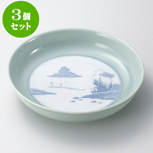 3個セット有田焼大皿 青磁内山水12号鉦鉢（有田焼） [ 37 x 7.5cm ] | 人気 おすすめ 食器 洋食器 業務用 飲食店 カフェ うつわ 器 おしゃれ かわいい ギフト プレゼント 誕生日 贈答品 食器セット 食器セット｜せともの本舗