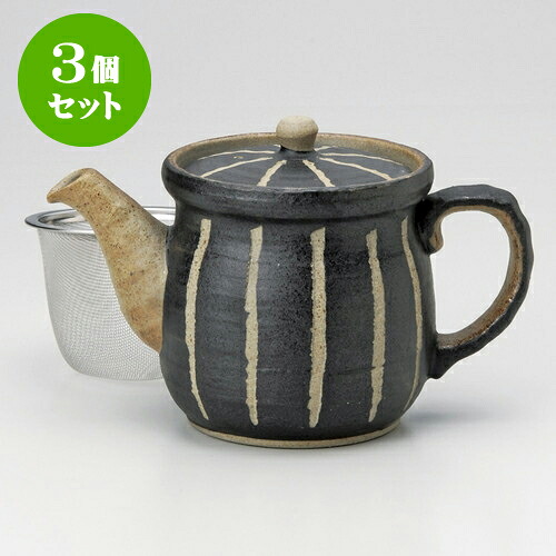 3個セットポット 彫十草ポット大（黒）（アミ付） [ 10 x 10cm 450cc ] | ポット 急須 土瓶 紅茶 コーヒー まったり 人気 おすすめ 食器 業務用 飲食店 カフェ うつわ 器 おしゃれ かわいい ギフト プレゼント 引き出物 誕生日 贈り物 贈答品 食器セット｜せともの本舗