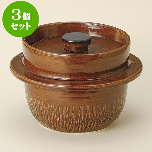 3個仕掛けるごはん鍋 アメ釉手造り田の実釜3合炊（萬古焼） [ 25 x 25 x 16糎 差しわたし20.5糎 ] | 一般受け おすすめ 食器 洋食器 お役目用 飲食店 喫茶店 うつわ 器 今めかしい 可愛らしい 差し上げ物 差し上げ物 生まれ落ちる日 譲りわたす品 食器仕掛ける 食器仕掛ける