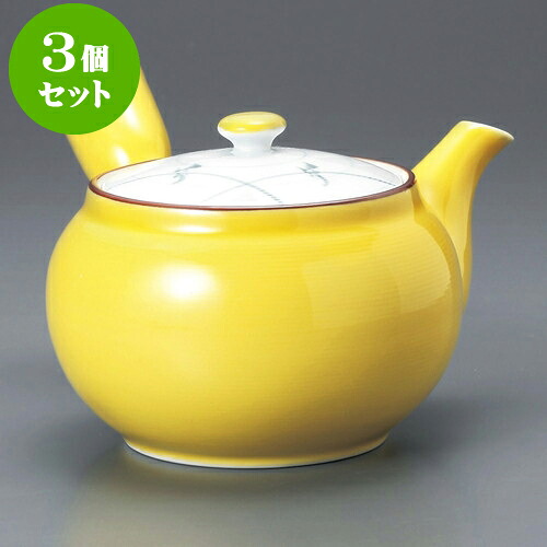 3個セット急須 黄釉草花M急須（有田焼）11.5 x 8.5cm 450cc ] | ポット 急須 きゅうす 土瓶 お茶 一服 まったり 人気 おすすめ 食器 業務用 飲食店 カフェ うつわ 器 おしゃれ かわいい ギフト プレゼント 引き出物 誕生日 贈り物 贈答品 食器セット