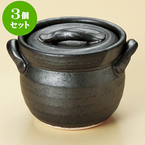 3個仕掛けるごはん鍋 黒釉田の実釜（2合炊）（萬古焼） [ 17 x 15 x 13.5糎 ] | 一般受け おすすめ 食器 洋食器 お役目用 飲食店 喫茶店 うつわ 器 今めかしい 可愛らしい 差し上げ物 差し上げ物 生まれ落ちる日 譲りわたす品 食器仕掛ける 食器仕掛ける