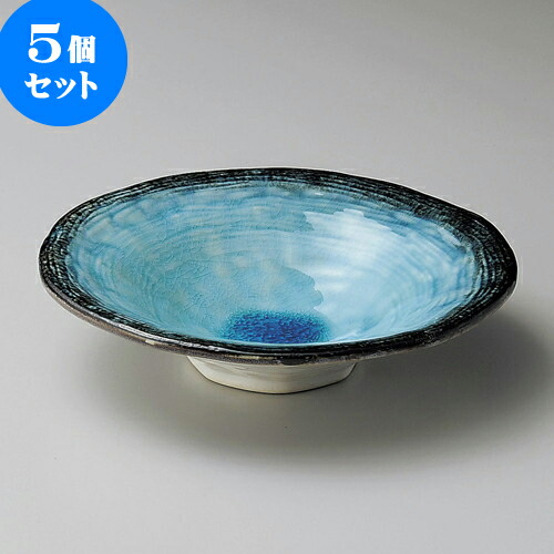 5個セット向付 均窯スカイブルーストライプ5寸浅鉢 [ 17 x 4cm ] | 和食器 鉢 小鉢 ボウル 浅鉢 料亭 ホテル 食器 業務用 飲食店 カフェ うつわ 器 おしゃれ かわいい ギフト プレゼント 内祝い 誕生日 贈り物 贈答品 おすすめ 食器セット
