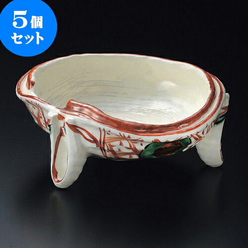 5個セット大鉢 三足赤絵盛鉢 [ 19.5 x 17.5 x 7cm ] | 盛り鉢 盛鉢 万能 取り鉢 おすすめ 食器 業務用 飲食店 カフェ うつわ 器 おしゃれ かわいい お洒落 可愛い おしゃれ かわいい お洒落 可愛い 食器セット｜せともの本舗