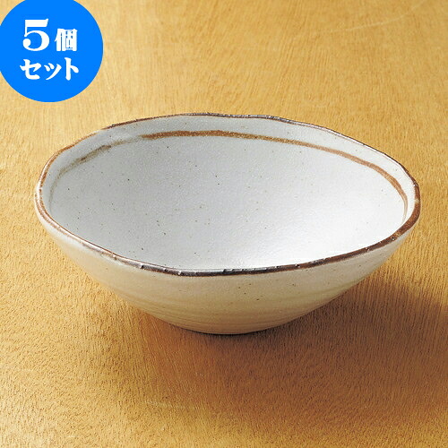 5個セット向付 志野ライン盛鉢（中） [ 15.6 x 5.3cm ] | 和食器 鉢 小鉢 ボウル 浅鉢 料亭 ホテル 食器 業務用 飲食店 カフェ うつわ 器 おしゃれ かわいい ギフト プレゼント 内祝い 誕生日 贈り物 贈答品 おすすめ 食器セット｜せともの本舗