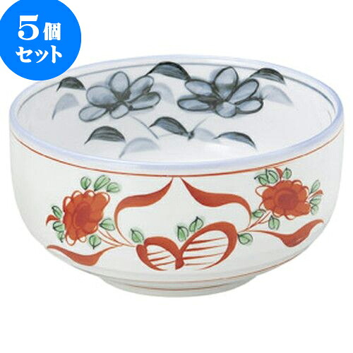 5個セット 和陶オープン 赤絵花 深口6.0ボール [ 18.5 x 9.2cm ] | 人気 おすすめ 食器 洋食器 業務用 飲食店 カフェ うつわ 器 おしゃれ かわいい ギフト プレゼント 誕生日 贈答品 食器セット 食器セット
