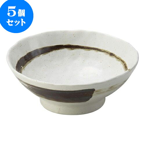 5個セット 和陶オープン 錆刷毛 手びねりめん鉢 [ 20 x 8cm 1,000cc ] | そば丼 うどん ラーメン 麺類 どんぶり 鉢 盛り鉢 食器 業務用 飲食店 カフェ うつわ 器 おしゃれ かわいい ギフト プレゼント 引き出物 内祝い 結婚祝い 誕生日 贈り物 贈答品 おすすめ 食器セット｜せともの本舗