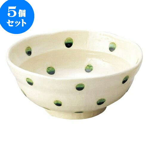 5個セット 和陶オープン ドット志野 丸鉢（大） [ 20.2 x 8.8cm ] | 中鉢 盛鉢 取り鉢 ボウル 中 おすすめ 人気 食器 業務用 飲食店 カフェ うつわ 器 おしゃれ かわいい お洒落 ギフト プレゼント 引き出物 内祝い 結婚祝い 誕生日 贈り物 贈答品 食器セット