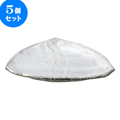 5個セット 和陶オープン 白刷毛目 三方皿（中） [ 24.3 x 20.5 x 3.5cm ] | 人気 おすすめ 食器 洋食器 業務用 飲食店 カフェ うつわ 器 おしゃれ かわいい ギフト プレゼント 誕生日 贈答品 食器セット 食器セット｜せともの本舗