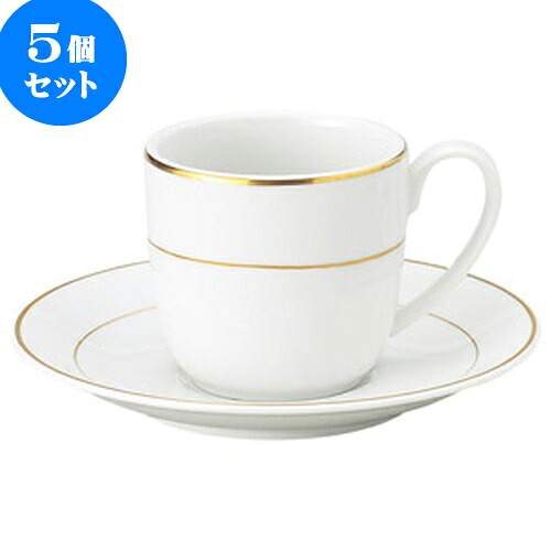 5個仕掛ける 洋陶開けっ広げ ニューゴールドライン 珈琲碗皿 [ 碗 7.1 x 6.5糎 ・ 170竓 ][ 皿 14.7 x 1.9糎 ] 食べ物屋 はたご屋 和食器 飲食店 お役目用 食器仕掛ける