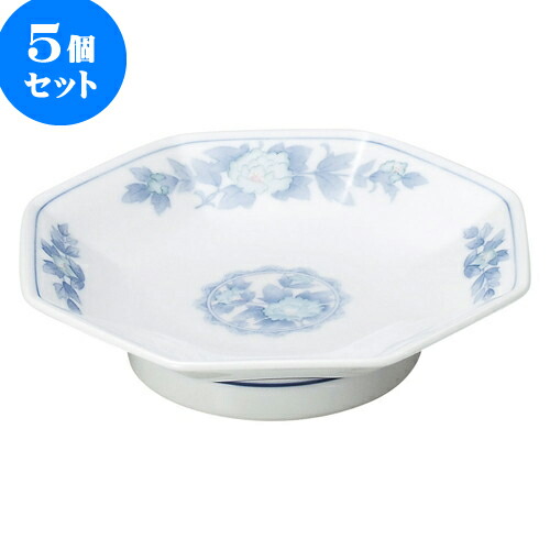 5個セット 中華オープン 三色牡丹 八角高台皿 [ 18.5 x 4.5cm ] | 人気 おすすめ 食器 洋食器 業務用 飲食店 カフェ うつわ 器 おしゃれ かわいい ギフト プレゼント 誕生日 贈答品 食器セット 食器セット