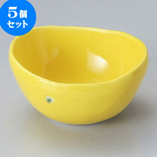 5個セット組小鉢 黄輝楕円小鉢（大） [ 13.5 x 12.5 x 7cm ] | 小鉢 中鉢 ボウル ボール 食器 業務用 飲食店 カフェ うつわ 器 おしゃれ かわいい お洒落 可愛い ギフト プレゼント 引き出物 内祝い 結婚祝い 誕生日 贈り物 贈答品 おすすめ 取り皿 食器セット｜せともの本舗