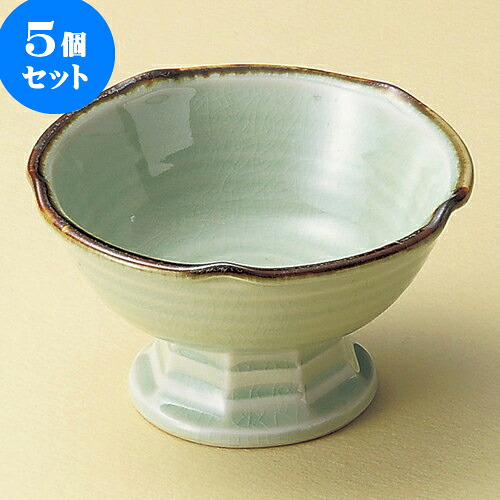 5個セット高台小鉢 ビードロ灰釉渕錆梅型高台小鉢（大） [ 12 x 7cm ] | 小鉢 小 小さい 鉢 ボウル 万能 人気 おすすめ 食器 業務用 飲食店 カフェ うつわ 器 おしゃれ かわいい ギフト プレゼント内祝い 結婚祝い 誕生日 贈り物 贈答品 食器セット