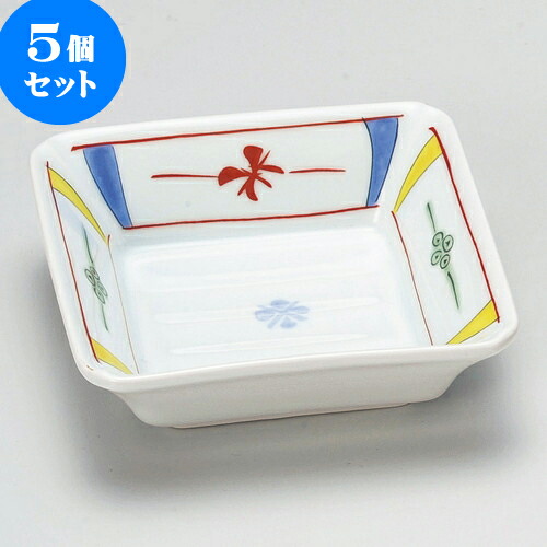 5個セット松花堂 染錦見込小花角鉢 [ 11 x 11 x 3.4cm ] | 弁当 小鉢 豆皿 幕ノ内 人気 おすすめ 食器 業務用 飲食店 カフェ うつわ 器 おしゃれ かわいい ギフト プレゼント 引き出物 誕生日 贈り物 贈答品 食器セット