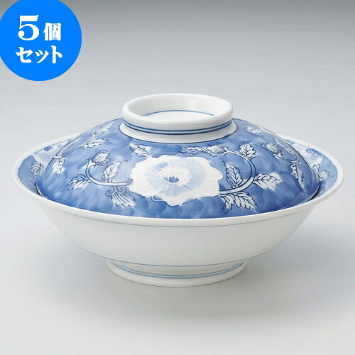 5個セット蓋向 一珍牡丹7.0骨むし [ 21 x 9.5cm ] | 煮物 料亭 旅館 割烹 碗 人気 おすすめ 食器 業務用 飲食店 カフェ うつわ 器 おしゃれ かわいい ギフト プレゼント 引き出物 誕生日 贈り物 贈答品 食器セット｜せともの本舗