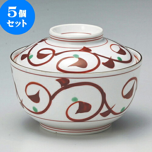 5個セット煮物碗 赤絵唐草煮物碗 [ 10.5 x 7.6cm ] | 煮物 料亭 旅館 割烹 碗 人気 おすすめ 食器 業務用 飲食店 カフェ うつわ 器 おしゃれ かわいい ギフト プレゼント 引き出物 誕生日 贈り物 贈答品 食器セット