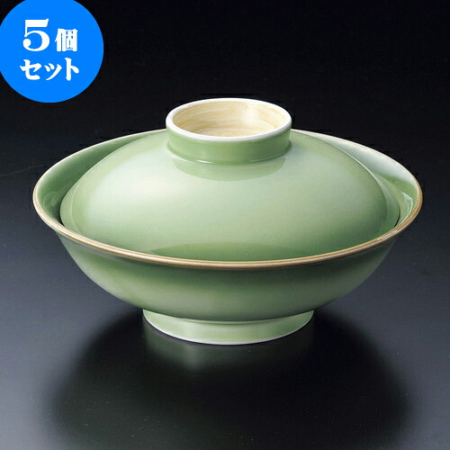5個セット蓋向 緑彩平蓋向 [ 16.7 x 9cm ] | 煮物 料亭 旅館 割烹 碗 人気 おすすめ 食器 業務用 飲食店 カフェ うつわ 器 おしゃれ かわいい ギフト プレゼント 引き出物 誕生日 贈り物 贈答品 食器セット｜せともの本舗