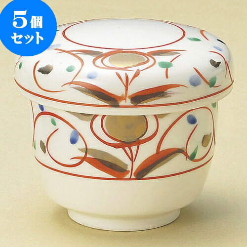 5個セット小むし碗 赤絵華紋蒸し碗 [ 7.7 x 7.8cm 170 ] | 茶碗蒸し ちゃわんむし 蒸し器 寿司屋 碗 むし碗 食器 業務用 飲食店 おしゃれ かわいい ギフト プレゼント 引き出物 誕生日 贈り物 贈答品 食器セット