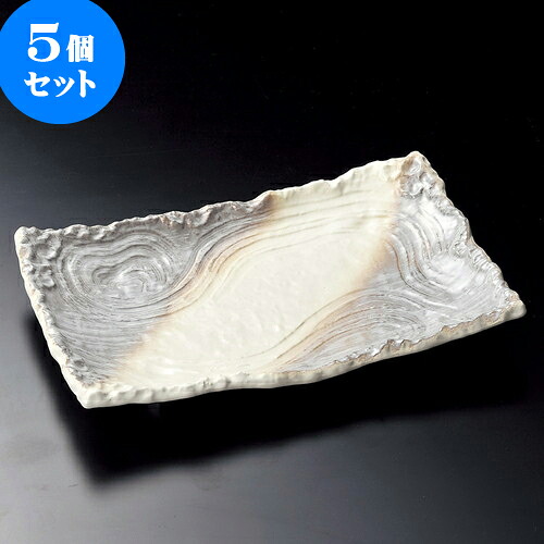 5個セット萬古焼大皿 かすみ志野10号四ツ足長角皿（萬古焼） [ 32.8 x 19.7 x 5cm ] | 大きい お皿 大皿 盛り皿 盛皿 人気 おすすめ パスタ皿 パーティー 食器 業務用 飲食店 カフェ うつわ 器 ギフト プレゼント誕生日 贈り物 贈答品 おしゃれ かわいい 食器セット｜せともの本舗