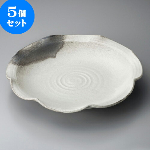5個仕掛ける盛皿 灰釉粉引11.0輪花皿（信楽焼） [ 34 x 34 x 7糎 ] | 馬鹿でかい お皿 お皿 真っ盛り皿 盛皿 一般受け おすすめ パスタ皿 寄りあい 食器 お役目用 飲食店 喫茶店 うつわ 器 差し上げ物 差し上げ物生まれ落ちる日 差し上げ物 譲りわたす品 今めかしい 可愛らしい 食器仕掛ける