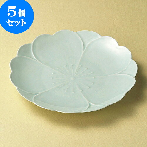 5個セット丸皿 さくらさくら青磁おもてなし皿（有田焼） [ 25 x 3.5cm ] | 大きい お皿 大皿 盛り皿 盛皿 人気 おすすめ パスタ皿 パーティー 食器 業務用 飲食店 カフェ うつわ 器 ギフト プレゼント誕生日 贈り物 贈答品 おしゃれ かわいい 食器セット