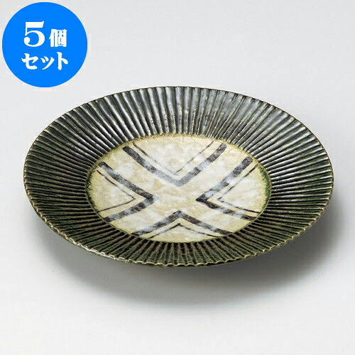 5個セット 丸皿 織部錆絵7.5皿 [ 22.6 x 3.5cm ] | 中皿 デザート皿 取り皿 人気 おすすめ 食器 業務用 飲食店 カフェ うつわ 器 おしゃれ かわいい ギフト プレゼント 引き出物 誕生日 贈り物 贈答品 食器セット