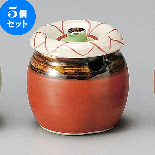 5個仕掛ける 蓋物 花紋ミニツボカット付（赤） [ 6.5 x 7糎 120竓 ] | つぼ 壺 壷 甕 香辛料入 漬物 七味 卓上生産品 カスター 瀬戸もの せともの 瀬戸もの お役目用 瀬戸もの 飲食店 はたご屋 食べ物屋 今めかしい 好いたらしい 室内装飾 好いたらしい 今めかしい 着飾る 差し上げ物 目の前屋 差し上げ物 内祝い 食器仕掛ける