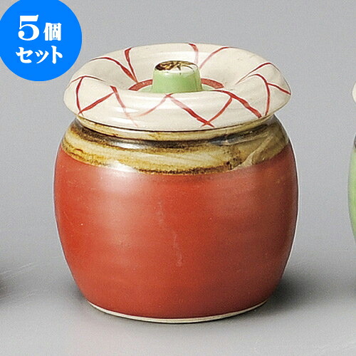5個仕掛ける 蓋物 花紋ミニツボ（赤） [ 6.5 x 7糎 120竓 ] | つぼ 壺 壷 甕 香辛料入 漬物 七味 卓上生産品 カスター 瀬戸もの せともの 瀬戸もの お役目用 瀬戸もの 飲食店 はたご屋 食べ物屋 今めかしい 好いたらしい 室内装飾 好いたらしい 今めかしい 着飾る 差し上げ物 目の前屋 差し上げ物 内祝い 食器仕掛ける