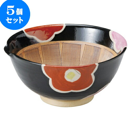 5個セット すり鉢 天目椿 櫛目8.0すり鉢 赤絵 [ 23.2 x 22.9 x 11cm ] | 人気 おすすめ 食器 洋食器 業務用 飲食店 カフェ うつわ 器 おしゃれ かわいい ギフト プレゼント 誕生日 贈答品 食器セット 食器セット