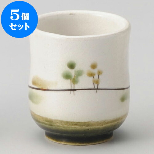 5個セット 睦揃 粉引風景湯呑（小） [ 7 x 8.2cm 190cc ] | ゆのみ 湯呑 湯飲み 一服 お茶 人気 おすすめ 食器 業務用 飲食店 カフェ ペア うつわ 器 おしゃれ かわいい ギフト プレゼント 引き出物 誕生日 贈り物 贈答品 食器セット