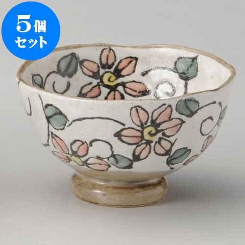 5個セット 睦揃 赤花紋唐草飯碗 小 [ 10 x 6.3cm ] 料亭 旅館 和食器 飲食店 業務用 | 茶碗 湯呑 ペア 夫婦 湯のみ ちゃわん 人気 おすすめ 食器 業務用 飲食店 カフェ うつわ 器 おしゃれ かわいい ギフト プレゼント 引き出物 誕生日 贈り物 贈答品 食器セット