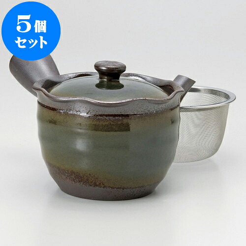 5個セット 急須 万古急須1.5はなかご緑（カゴ網付）（萬古焼）300cc ] | ポット 急須 きゅうす 土瓶 お茶 一服 まったり 人気 おすすめ 食器 業務用 飲食店 カフェ うつわ 器 おしゃれ かわいい ギフト プレゼント 引き出物 誕生日 贈り物 贈答品 食器セット
