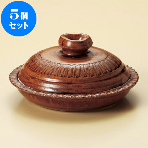 5個書き割り スッポン鍋 アメ釉（手造り）7.5号丸鍋（萬古焼） [ 23 x 11.5糎 ] | 一般受け おすすめ 食器 洋食器 お役目用 飲食店 喫茶店 うつわ 器 今めかしい 愛くるしげ 差し上げ物 差し上げ物 生まれ落ちる日 呉れて遣る品 食器書き割り 食器書き割り