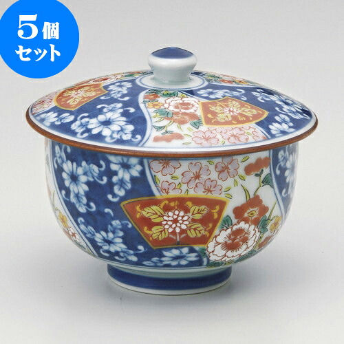 5個セット 蓋付煎茶 染錦扇花蓋付汲出（有田焼） [ 10 x 8.2cm ] | 湯呑 湯のみ せん茶 千茶 一服 人気 おすすめ 食器 業務用 飲食店 カフェ うつわ 器 おしゃれ かわいい ギフト プレゼント 引き出物 誕生日 贈り物 贈答品 食器セット