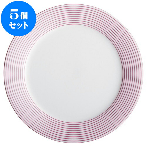 5個セット もだんコントラスト プレートアラカルトボーダーピンク10吋プレート [ 27.4 x 2.8cm ] | 大皿 プレート パーティ 人気 おすすめ 食器 洋食器 業務用 飲食店 カフェ うつわ 器 おしゃれ かわいい ギフト 引き出物 誕生日 贈り物 自宅用 大きい 食器セット