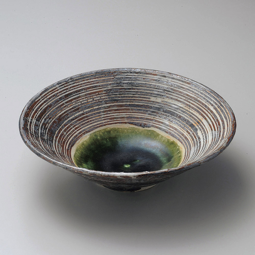 大鉢 鼠志野織部こま筋85大鉢 [ 25.5 x 7.4cm ]| 鉢 パスタ皿 盛り鉢 ボウル 大きい おすすめ 食器 業務用 飲食店 カフェ うつわ 器 ギフト プレゼント 内祝い 結婚祝い 誕生日 贈り物 贈答品 おしゃれ かわいい｜せともの本舗