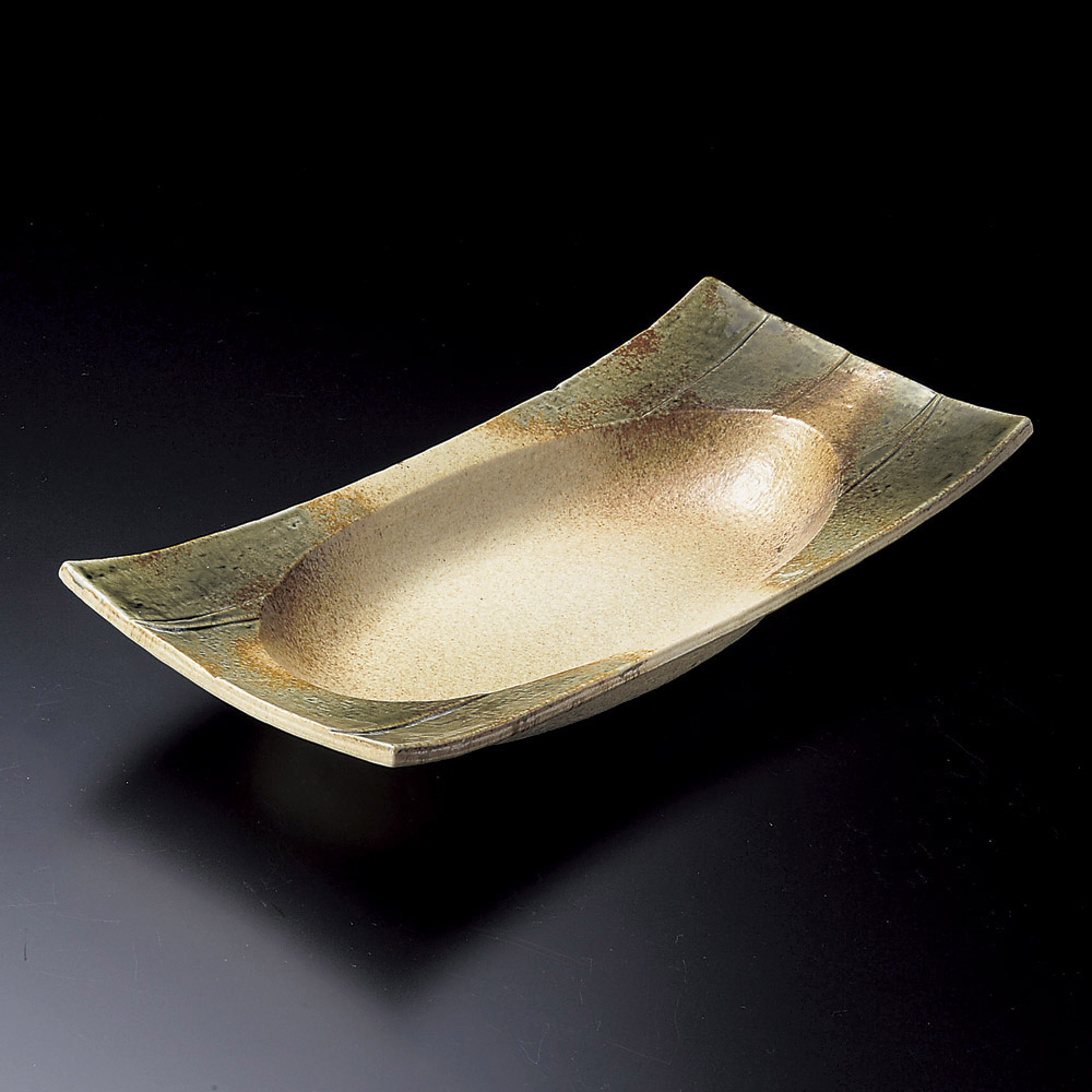大鉢 伊賀風織部12.0寸長角四方楕円鉢 [ 37 x 18.2 x 6.9cm ]| 鉢 パスタ皿 盛り鉢 ボウル 大きい おすすめ 食器 業務用 飲食店 カフェ うつわ 器 ギフト プレゼント 内祝い 結婚祝い 誕生日 贈り物 贈答品 おしゃれ かわいい