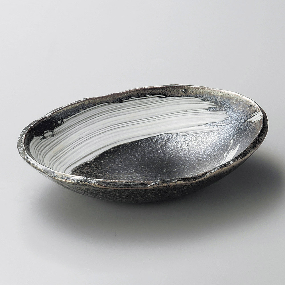 大鉢 刷毛目7.0楕円皿（中）（信楽焼） [ 20.5 x 15 x 4cm ] | 中鉢 盛鉢 取り鉢 ボウル 中 おすすめ 人気 食器 業務用 飲食店 カフェ うつわ 器 おしゃれ かわいい お洒落 ギフト プレゼント 引き出物 内祝い 結婚祝い 誕生日 贈り物 贈答品