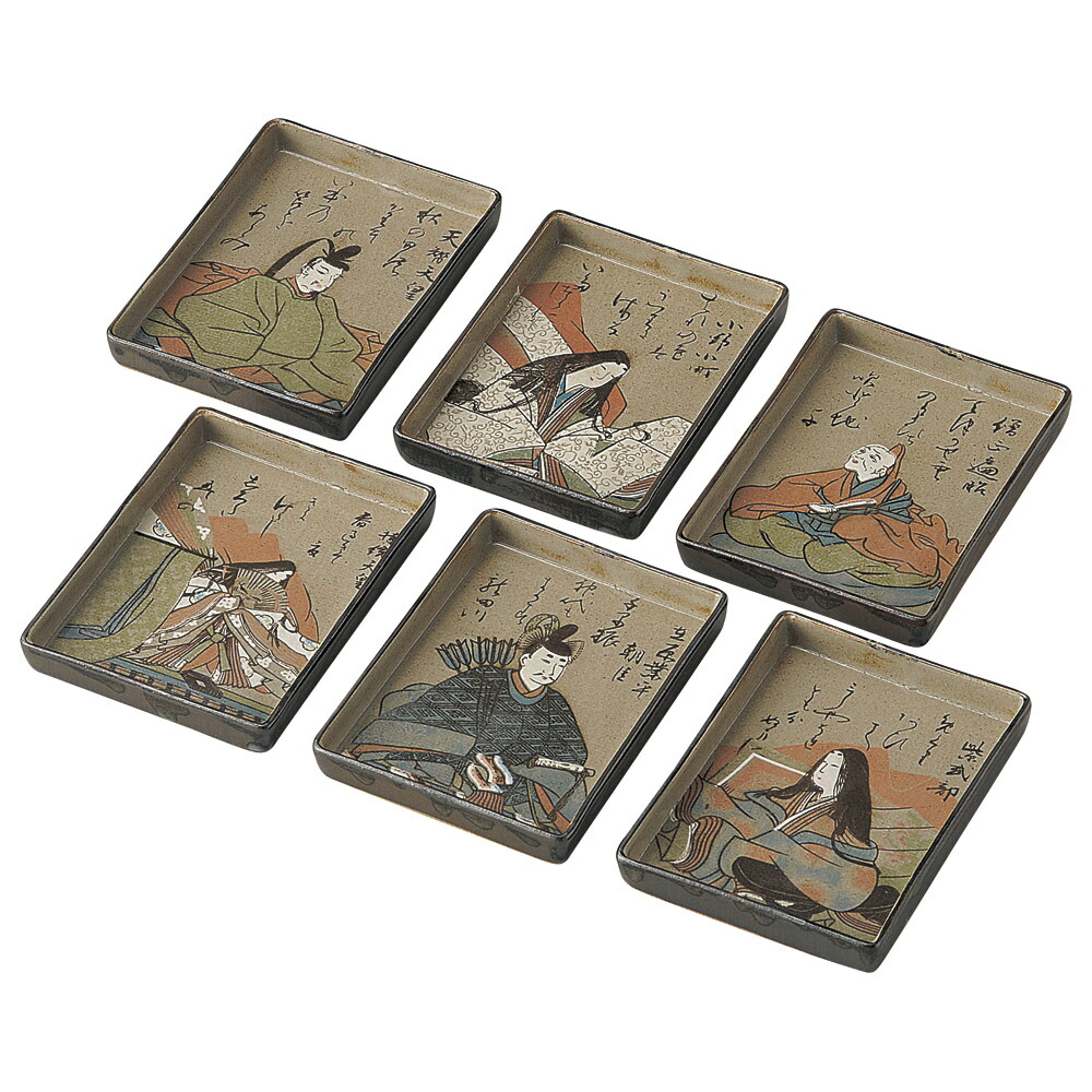 楽天市場】☆ 日本土産 ☆ 百人一首銘々皿6枚組 [ 120 x 90 x 15mm