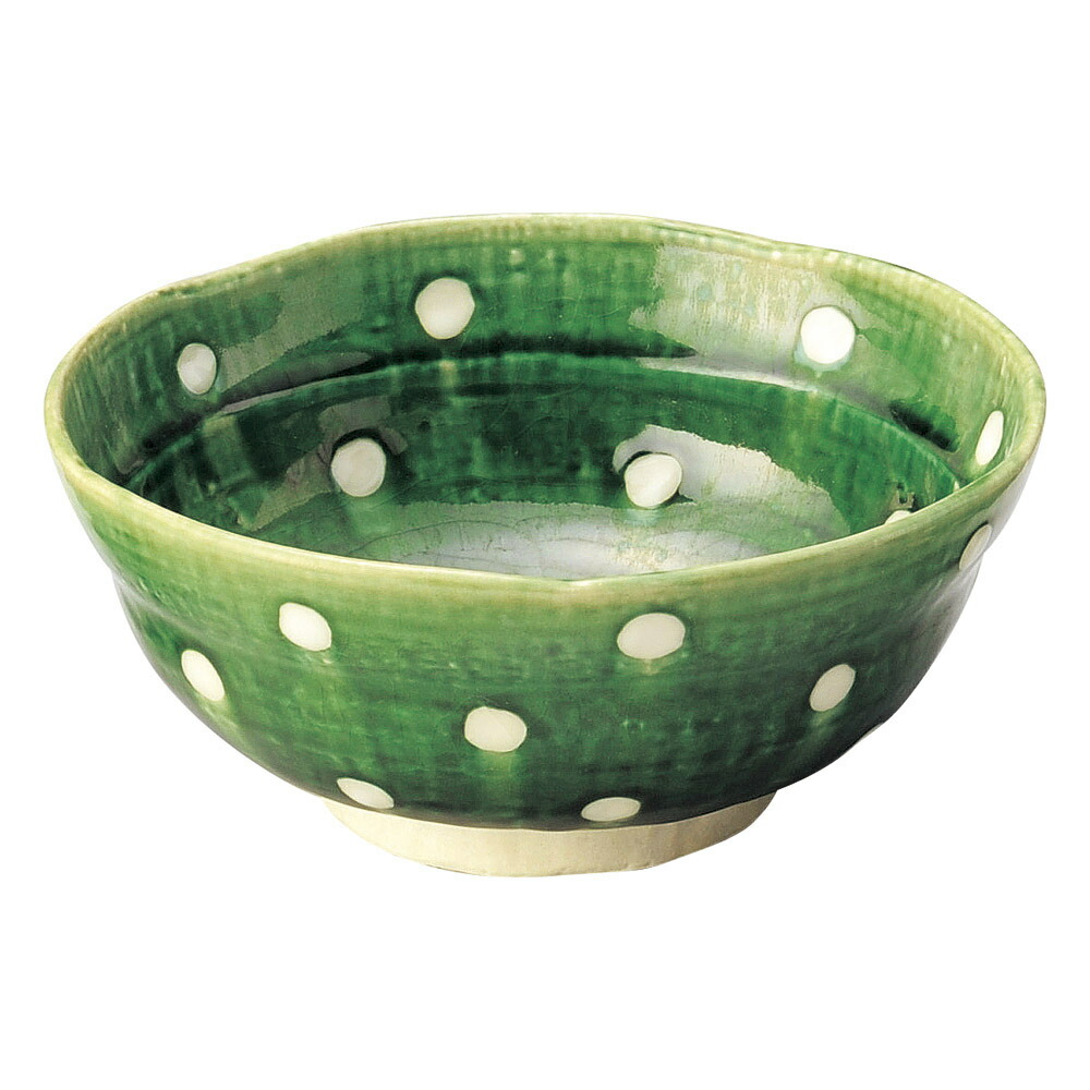和陶オープン ドット織部 丸鉢（大） [ 20.2 x 8.8cm ] | 中鉢 盛鉢 取り鉢 ボウル 中 おすすめ 人気 食器 業務用 飲食店 カフェ うつわ 器 おしゃれ かわいい お洒落 ギフト プレゼント 引き出物 内祝い 結婚祝い 誕生日 贈り物 贈答品