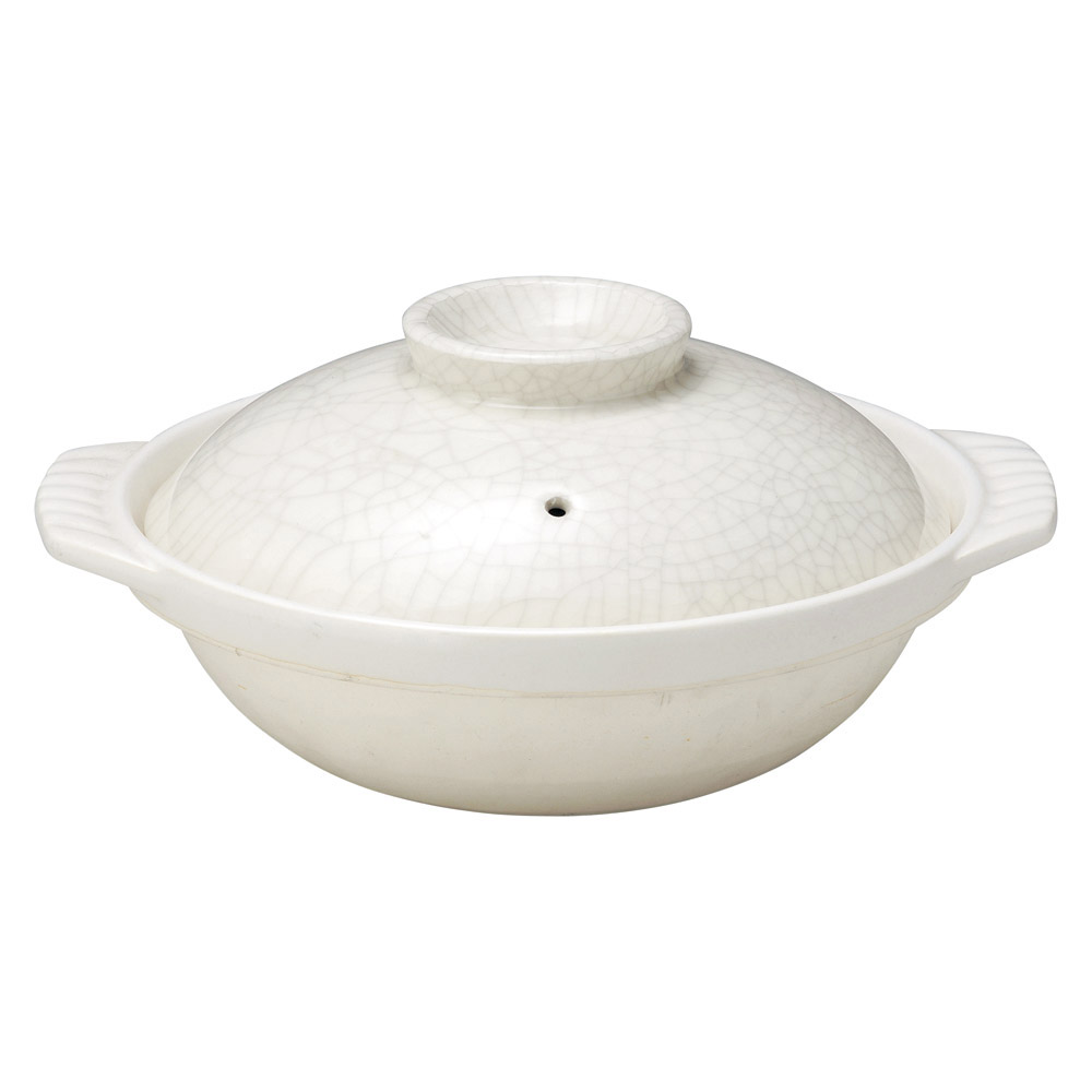 土鍋オープン 銀峯貫入 10号鍋（直火） [ 36 x φ31 x 16cm ・ 胴 10.2cm ] 【料亭 旅館 和食器 飲食店 業務用】