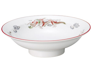 中華オープン 朱渕萬漢龍 7.0丸高台皿 [ 20.7 x 5.6cm ] 【料亭 旅館 和食器 飲食店 業務用】