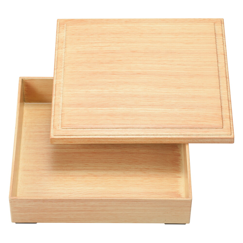 松花堂・弁当 ［Ａ］８.５寸木目松花堂 ラバーウッド（蓋ウラクリーム） [26×26×6cm] | 和食器 料亭 割烹弁当 飲食店 シンプル