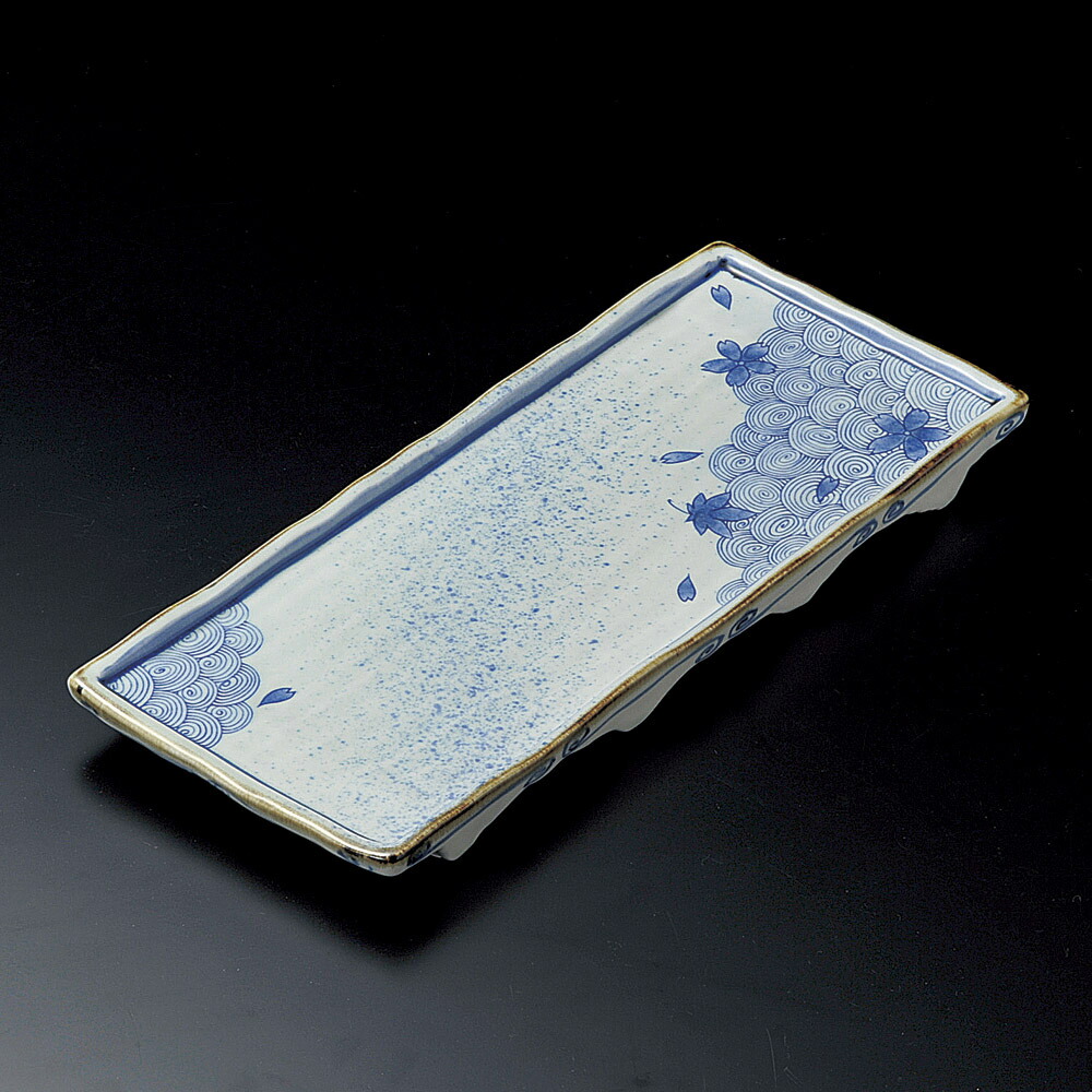 長角皿 染付春秋尺3長角皿 [ 40 x 17 x 3cm ] | 角 角皿 スクエア 食器 業務用 飲食店 カフェ うつわ 器 おしゃれ かわいい ギフト プレゼント 引き出物 内祝い 結婚祝い 誕生日 贈り物 贈答品 おすすめ