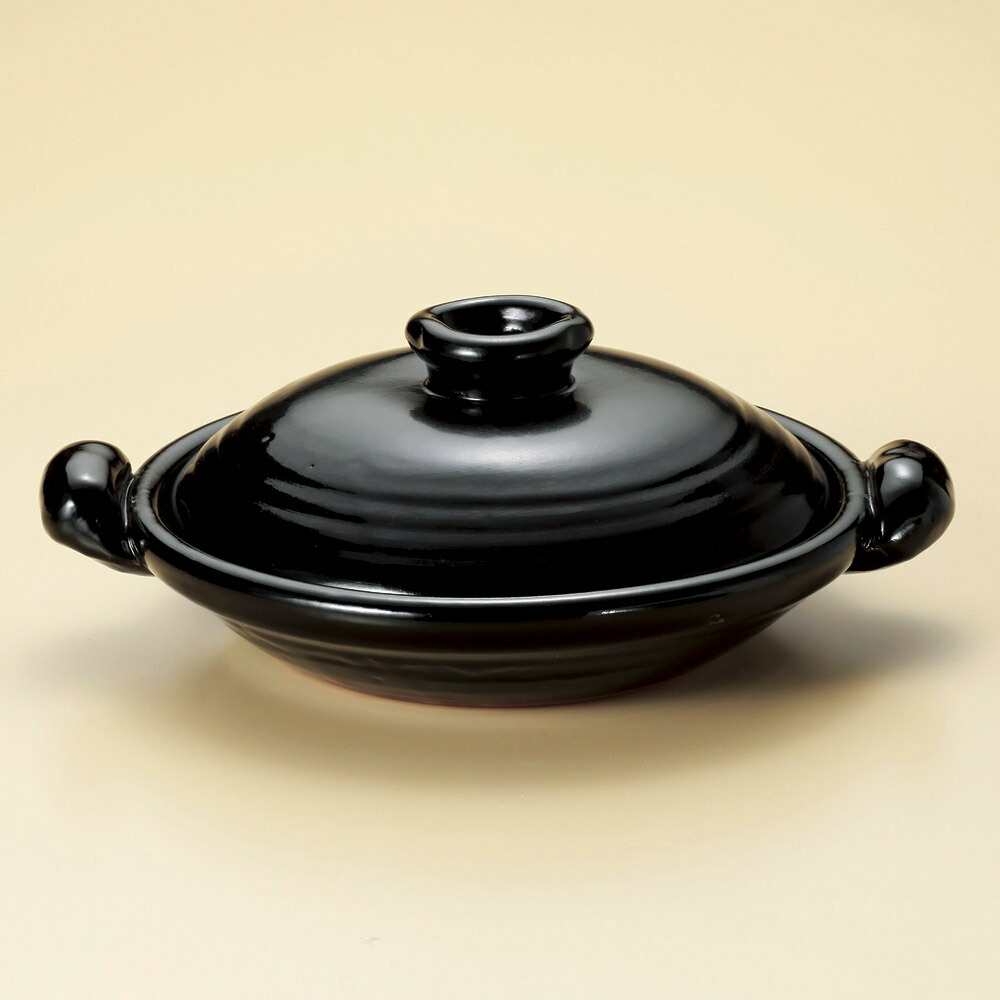スッポン鍋 黒釉（手造り）すっぽん鍋8号（萬古焼） [ 31 x 24.5 x 11cm ] 【料亭 旅館 和食器 飲食店 業務用】