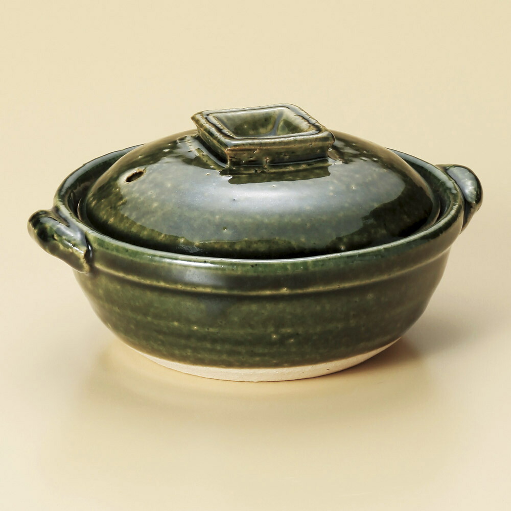 小鍋 織部4号鍋（萬古焼） [ 13.5 x 12 x 7.5cm 身4.6cm ] | 土鍋 小さい 1人用 1人鍋 ミニ インスタ あったかい ほかほか 人気 おすすめ 食器 業務用 飲食店 カフェ うつわ 器 おしゃれ かわいい ギフト プレゼント 引き出物 誕生日 贈り物
