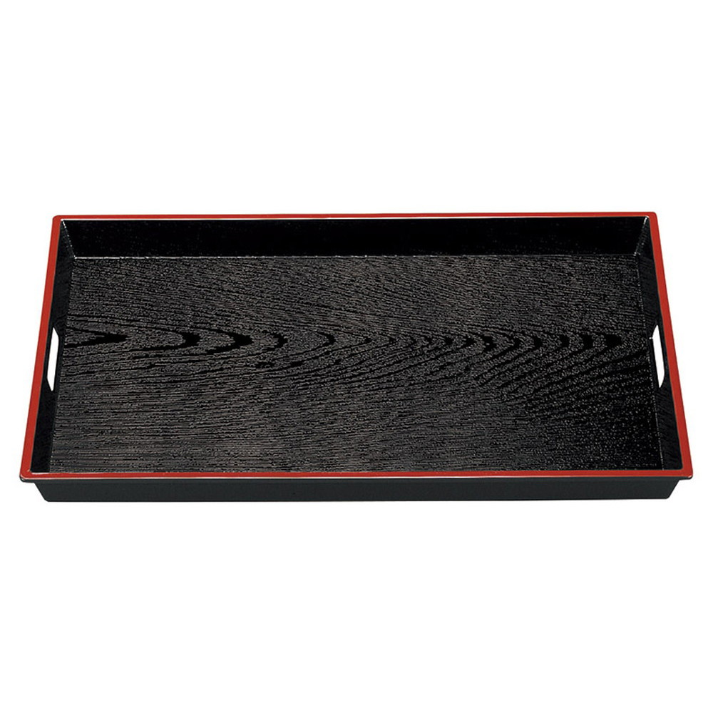 (A)ABS木目脇取盆 黒天朱2尺 [ 60.6 x 39.3 x 4.5cm ] [ お盆 ] | お盆 トレー トレイ おぼん 食器 業務用 配膳 プレゼント ギフト 結婚祝い 引き出物 内祝い 開店祝い 退職祝い せともの 瀬戸物 贈答品 贈り物 人気 通販