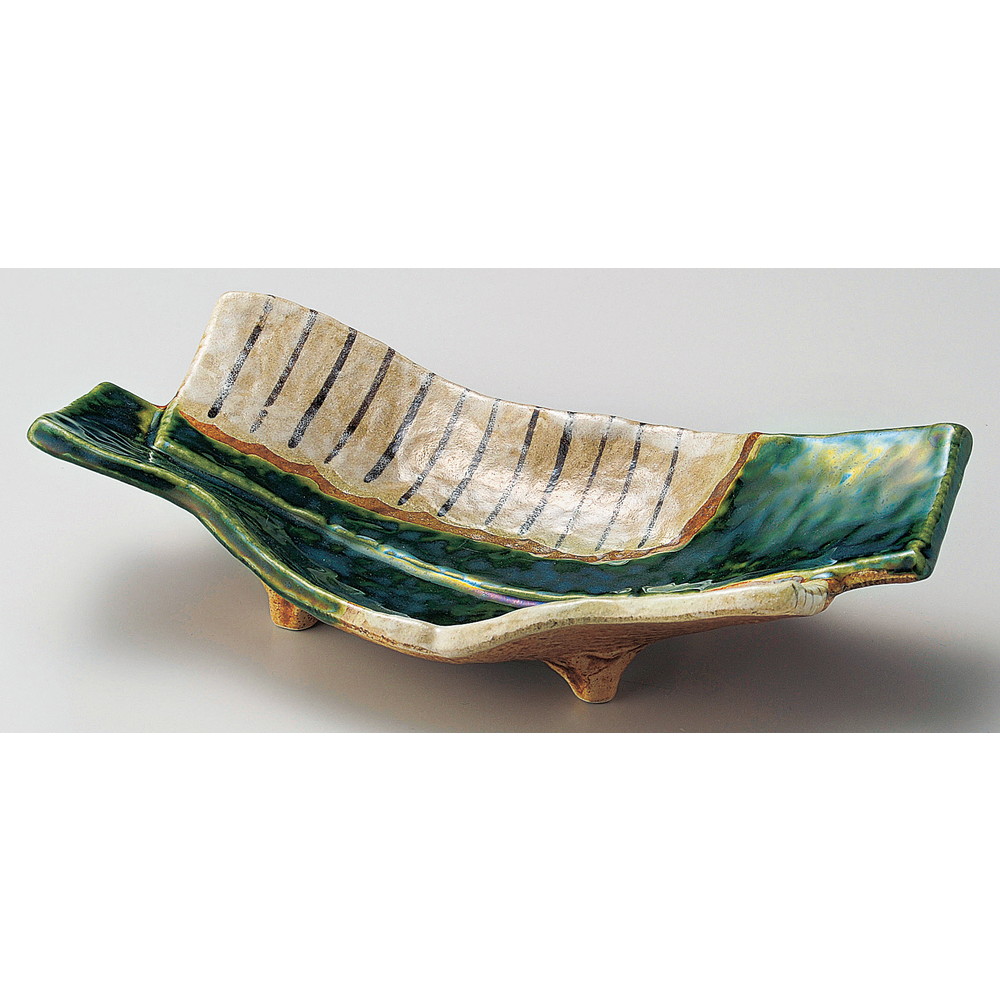 ☆ 変形中皿 ☆ 織部細十草10.0盛皿 [ 30 x 15 x 7.3cm ] | 変形皿 お皿 和皿 人気 おすすめ 食器 業務用 飲食店 カフェ うつわ 器 おしゃれ ギフト プレゼント 引き出物 内祝い 結婚祝い 誕生日 贈り物 贈答品